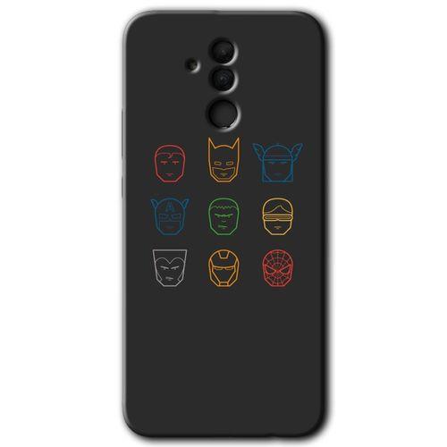 MRCİLETİSİM Huawei Mate 20 Lite Kılıf Baskılı Kapak - Avengers Minimalism + 5D Tam Kaplayan Cam