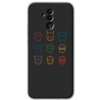 MRCİLETİSİM Huawei Mate 20 Lite Kılıf Baskılı Kapak - Avengers Minimalism + 5D Tam Kaplayan Cam