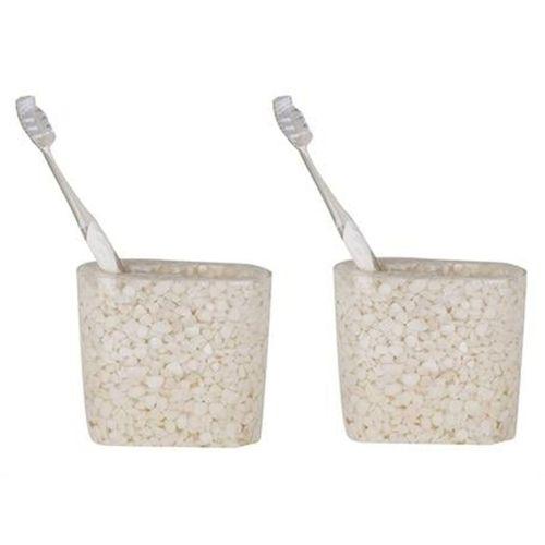 2 Adet Diş Fırçalık Deniz Taşı El Yapımı 400 Gr 10X5X9Cm Banyo Seti