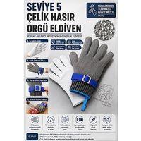 Seviye 5 Çelik Hasır Örgü Kasap Eldiveni - Paslanmaz Çelik Kesilme Önleyici Mutfak ve Et Kesim Eldiveni 723464