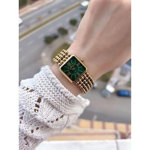 Essence Vintage Seri Küçük Köşeli Kasa Çelik Kararma Renk Atma Yapmaz Kadın Kol Saat+Bileklik 6959.2