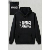 Sevgililer Günü Hanımcı Hediye Baskılı Oversize Kapüşonlu Sweatshirt - Siya