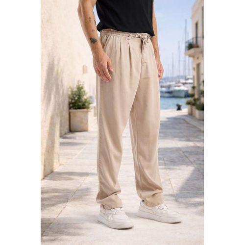 Magnus Tensel Kumaş Relaxed Fit Beli Lastikli Yazlık Erkek Pantolon - Kum Beji