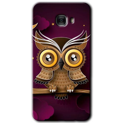 Samsung Galaxy C9 Pro HD Baskılı Kılıf + 9D Tam Ekran Koruyucu - Owl Bird Branch