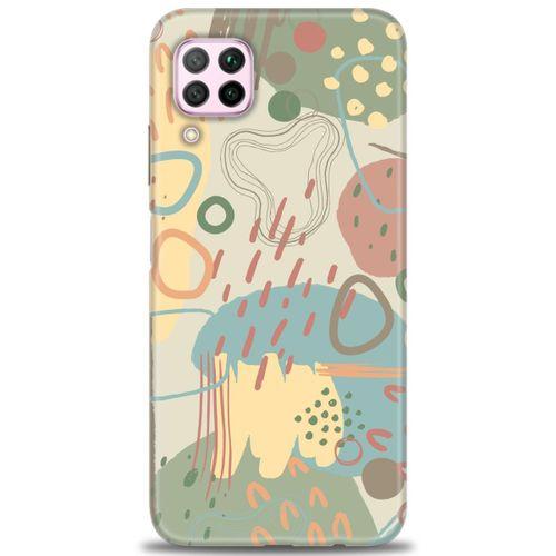 Huawei P40 Lite Kılıf HD Baskılı Kılıf - Renkli Tuval + Tam Ekran Koruyucu