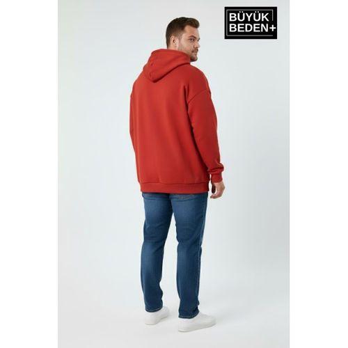 Erkek Büyük Beden Brooklyn 1970 Baskılı Kapüşonlu Sweatshirt SPR26BSW964