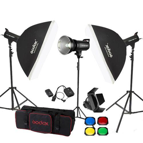 Godox SK400 3'lü Paraflaş Set + Seyyar Fon Perde 3x6 Metre