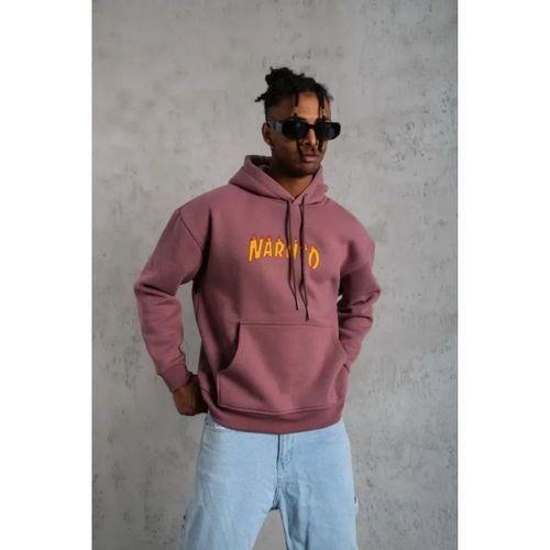 Erkek Baskılı Sweat Kapüşonlu - Gül Kurusu