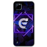 Realme C21 Kılıf Baskılı Kapak - Dark Neon Yaprak G Harfi + 5D Tam Kaplayan Cam