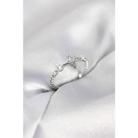 Minimal Kutup Yıldızı Model Zirkon Taşlı Gümüş Renk Kadın Yüzük