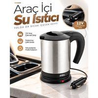Araçta Sıcak Su Hazırlamak İçin 12v Çakmak Girişli Paslanmaz Çelik Su Isıtıcı Kettle