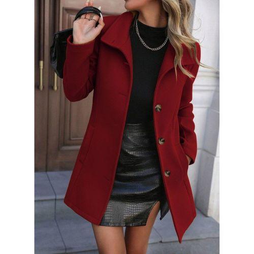 Kadın Uzun Kollu Yakalı önden Düğmeli Astarsız Ithal Kaşe Kaban