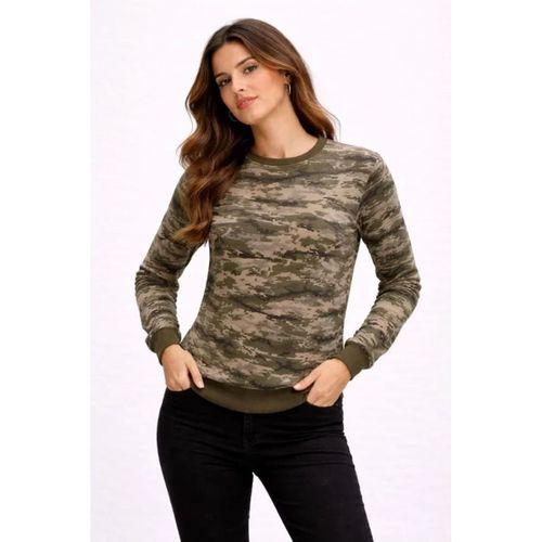 Kamuflaj Desenli 2 İplik 4 Mevsim Uzun Kollu Bisiklet Yaka Sweatshirt - Kamuflaj