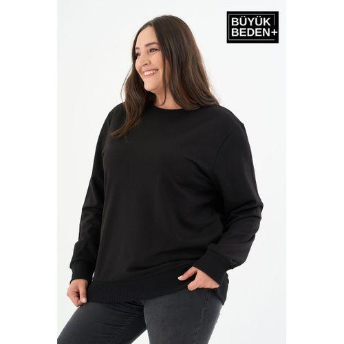 Kadın Büyük Beden Bisiklet Yaka İnce Sweatshirt – Regular Fit %64 Pamuklu SPR26BSWk956