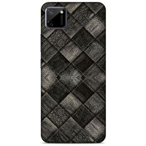 Oppo Realme C11 Kılıf Patchwork (25) Antişok Kapak Siyah Gri