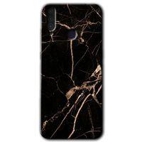 General Mobile GM 10 Kılıf HD Desen Baskılı Arka Kapak - Siyah Gold Mermer