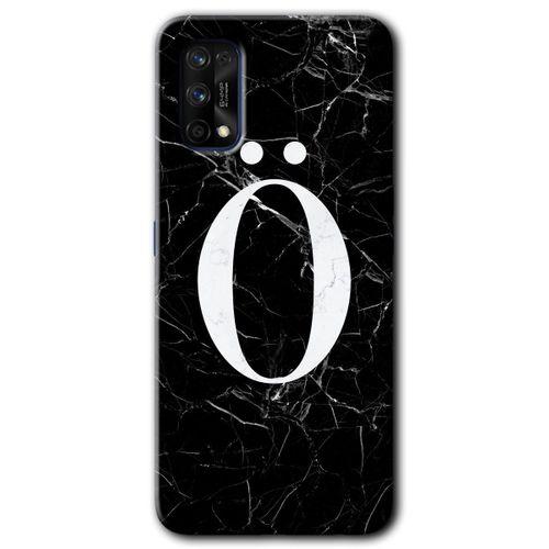 Realme 7 Pro Kılıf HD Desen Baskılı Arka Kapak - Siyah Mermer Desenli Ö Harfi