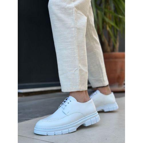 BA0237 Bağcıklı Rugan Klasik Yüksek Taban Beyaz Casual Erkek Ayakkabı