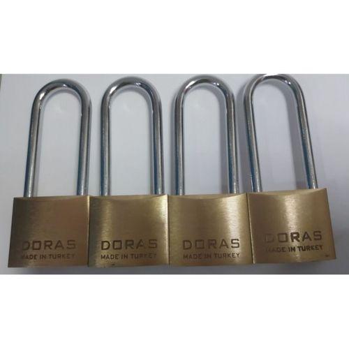 Doras Ersa 4'lü Set Uzun Kanca Pas Pirinç Asma Kilit 40 Mm
