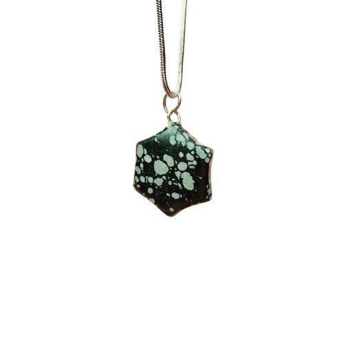 Obsidyen Doğal Taşı Zincirli El Yapımı Kolye Uç: 2 cm Zincir: 20 cm Kutulu