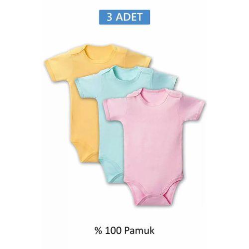 Çok Renkli Yarım Kol Body Zıbın 7-12 YAŞ Çocuklar İçin (3 ADET) Alttan Çıtçıtlı Özel Gereksinimli