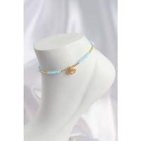 Turkuaz Renk Boncuklu Nazarlı Göz Figürlü Halhal