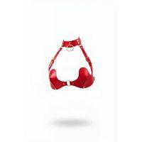 Kırmızı Göğüs Harness Boyunluklu Altın Tokalı Deri Korse - Brf1226