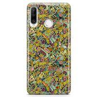 Huawei P30 Lite Kılıf Hippie Doodle Arka Kapak Koruma Desenli Full Koruyucu