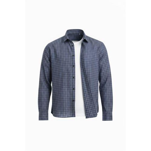 Alfonso Ekose Büyük Kareli Relaxed Fit %100 Pamuklu Flanel Kumaş Erkek Gömlek - Mavi