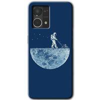 MRCİLETİSİM Oppo Reno 7 4G Kılıf HD Desen Baskılı Arka Kapak+Temperli Cam - Uzay İşçisi