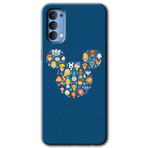 OPPO Oppo Reno 4 Kılıf HD Desen Baskılı Arka Kapak + Temperli Cam - Mickey