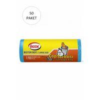 Büyük Boy Çöp Torbası 65 x 80 cm 10 Lu Rulo x 50 Paket = 500 Adet (Mavi)