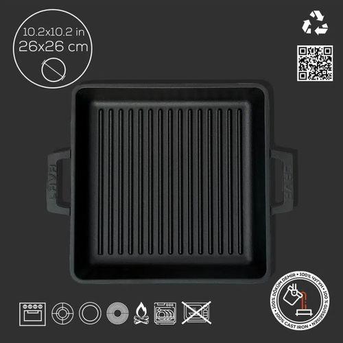 Lava Demir Döküm Izgara Grill Tava Kare 26x26 Cm LV ECO GT 2626 GT