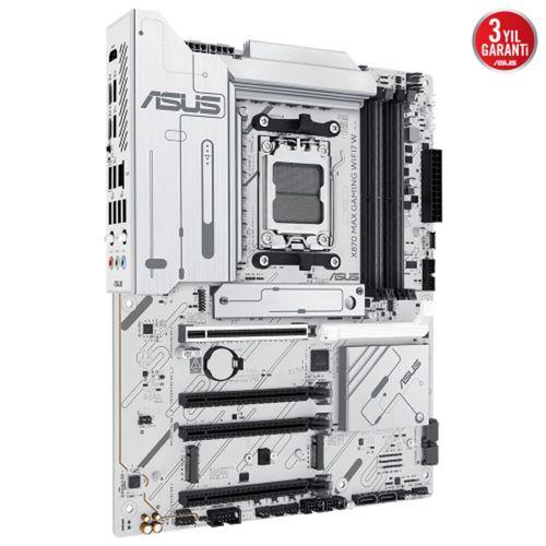 ASUS X870 MAX GAMING WIFI7 W, 4xDDR5, 3xM2, HDMI, DP, Type-C, Wi-Fi 7, Bluetooth v5.3, AM5 Soket GAMING Anakart
