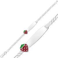 Kişiye Özel Kırmızı Çilek Figürlü Gümüş Çocuk Künyesi