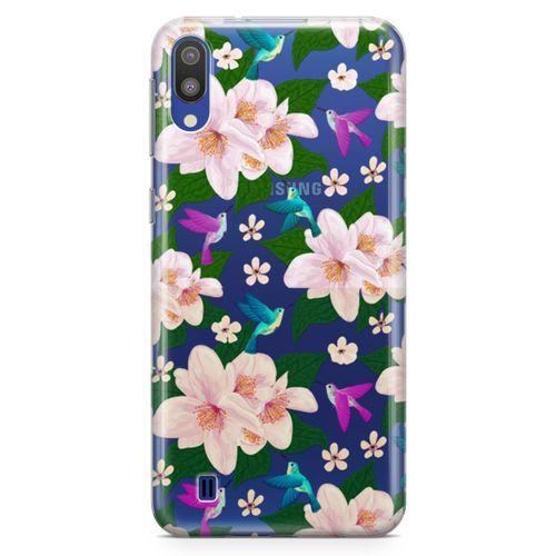 Samsung Galaxy M10 Kılıf Karanfil Kuşlar Arka Kapak Koruma Desenli Full Koruyucu
