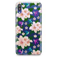 Samsung Galaxy M10 Kılıf Karanfil Kuşlar Arka Kapak Koruma Desenli Full Koruyucu