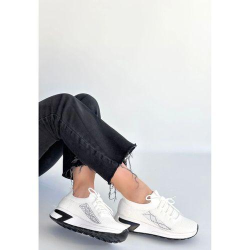 Belan Beyaz Triko Bağcıklı Spor Ayakkabı