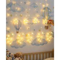 Dekoratif Ay Yıldız Perde Işığı Sıcak Beyaz Festival Ve Ev Süsleme