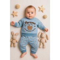 Persona Bear Nakışlı % 100 Pamuk 2'li Erkek Bebek Takım