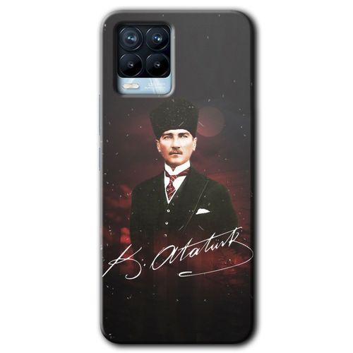 MRCİLETİSİM Realme 8 Pro Kılıf Baskılı Kapak - Kemal Atatürk + 5D Tam Kaplayan Cam