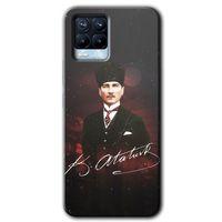 MRCİLETİSİM Realme 8 Pro Kılıf Baskılı Kapak - Kemal Atatürk + 5D Tam Kaplayan Cam