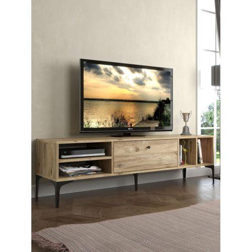 Wood'n Love Milan Tv Ünitesi Minifiks Bağlantı , Dolap Metal Ayak - Atlantik Çam / Siyah