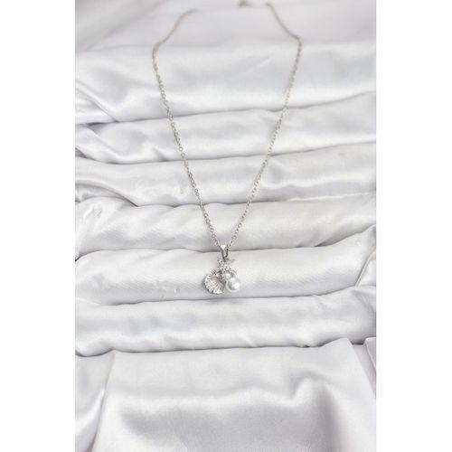 316L Çelik Zincir Gümüş Renk Deniz Kabuğu ve Deniz Yıldızı Model Zirkon Taşlı Kadın Kolye