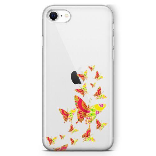 Apple iPhone SE 2020 Kılıf Colorful Kelebek Arka Kapak Koruma Desenli Full Koruyucu