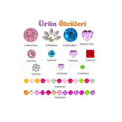 Renkli Yıldız Taş Sticker Yapışkanlı Saç, Yüz, Tırnak ve Süs Taşı Işıltılı Parlak