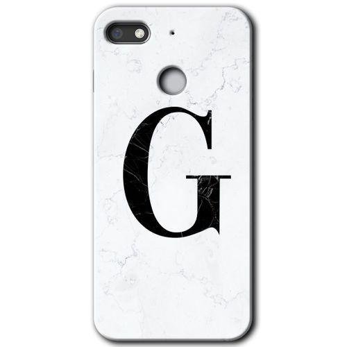 GM 8 Go Kılıf HD Desen Baskılı Arka Kapak - Beyaz Mermer Desenli G Harfi + Kırılmaz Cam