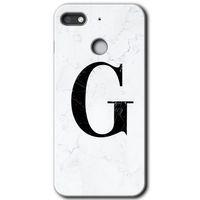 GM 8 Go Kılıf HD Desen Baskılı Arka Kapak - Beyaz Mermer Desenli G Harfi + Kırılmaz Cam