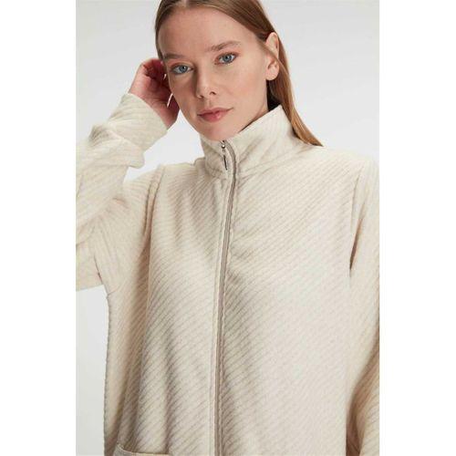 Kadın Fermuarlı Uzun Kollu Viskon & Pamuklu Pijama Takımı – Yumuşacık Dokulu, Ev Şıklığı