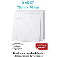 6 ADET  70CMX70CM Kendinden Yapışkanlı Beyaz Sünger Ahşap Model Esnek Duvar Paneli Kağıdı